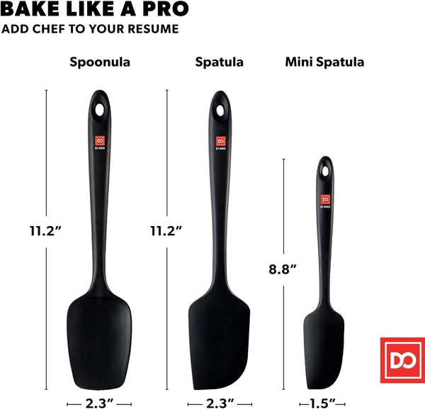 DI ORO Silicone Spatula Set - 600F Heat Resistant, 3-Pc Black6