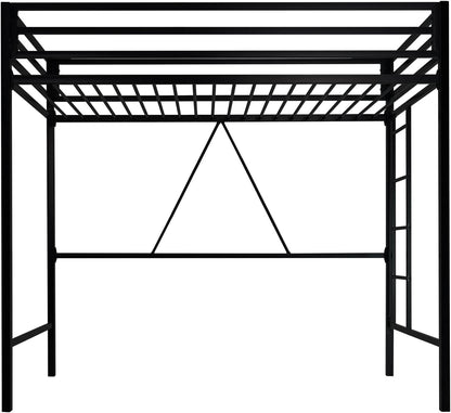 Metal Loft Bed Twin Size with Guardrail and Ladder,Black7