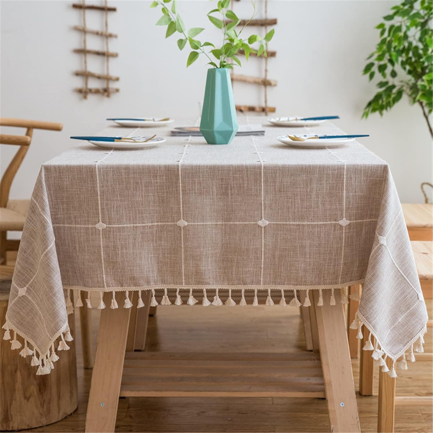 cotton-linen-tablecloth-tassel-stitching-table-cloth-wrinkle-free-farmhouse-table-cover-for-kitchen-dining-party-holiday-square-55x55-4-seats-plaid-beige