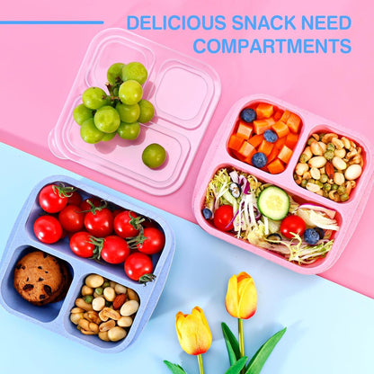 Bento Box [Portion Size], 3 Pack Snack Containers with 3 Compartments for Meal Prep & On-The-Go [School, Travel], Lunchable Container Reusable and Bpa-Free7