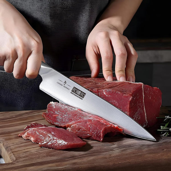 Ultra Sharp Japanese High Carbon Steel Vegetable Meat Cleaver & Professional Ultra Sharp Chef Knife Set with Scissors8