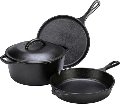 Cast Iron Set - 4-Piece Set - Pre-Seasoned Kitchen Set - Skillet, Griddle & Dutch Oven Included - Pfas-Free Non-Toxic Cookware | Pfas-Free Cast Iron Set Includes Skillets, Griddle & Dutch Oven for Non-Toxic Everyday Cooking, Made in USA1