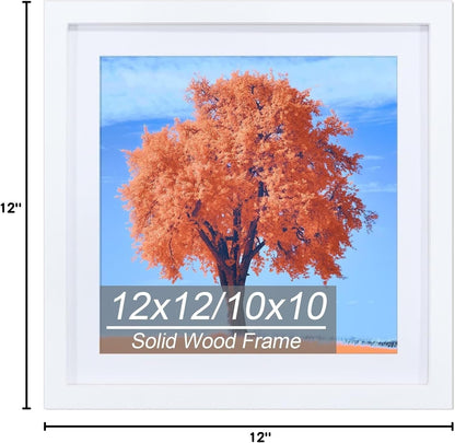 12X12 Picture Frame White, Solid Wood Diamond Art Painting Frames 30X30Cm, Display Pictures 10X10 with Mat or 12 X 12 without Mat, 12X12 Frame for Photos Posters Prints Artworks Puzzles, Wall Hanging7
