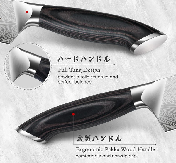 5PCS Knife Set, Kitchen Knife Sets in Powder Steel | Ultra Sharp Japanese Knives Set High Carbon Steel Chef Knives Sets, Cooking Knives Set with Ergonomic Pakkawood Handle4