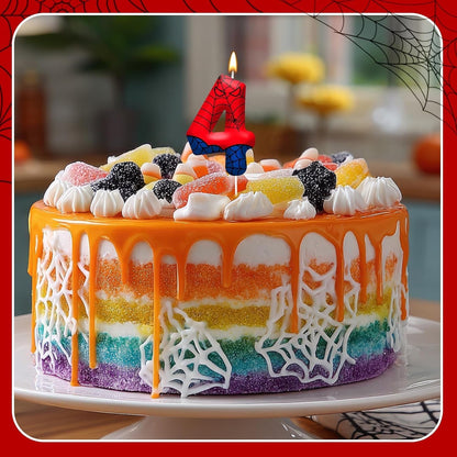 Spider Birthday Candles Number 4, Themed Cake Party Decoration6