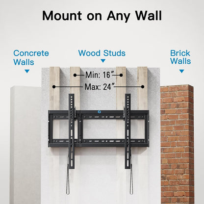 Tilt TV Wall Mount Bracket Low Profile for Most 37-90 Inch LED LCD OLED Plasma Flat Curved Tvs, Large Tilting Mount Fits 16"-24" Wood Studs Max VESA 600X400Mm Holds up to 132Lbs3