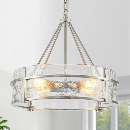 20.47" Modern Glass Chandelier for Dining Room, Brushed Nickel Textured1