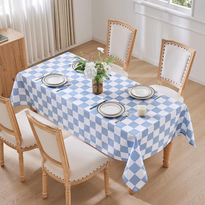 Checkered Table Cloth, Classic Checkerboard Tablecloth for Picnic, Party, Dinner Table Cover, Waterproof Washable Wrinkle Resistant (Blue, 55''X71'' (Rectangle))3