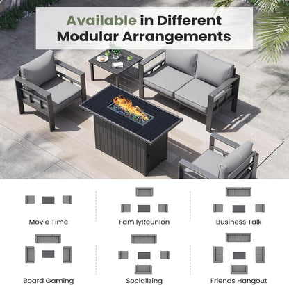 5 Piece Aluminum Patio Furniture Set with Thick Cushions and Coffee Table6