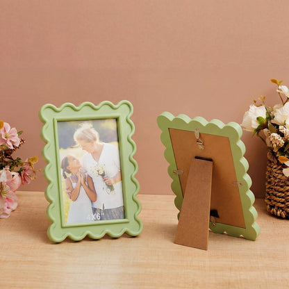 4X6 Inches Light Green Flower Wavy Scalloped Picture Frame Cute5