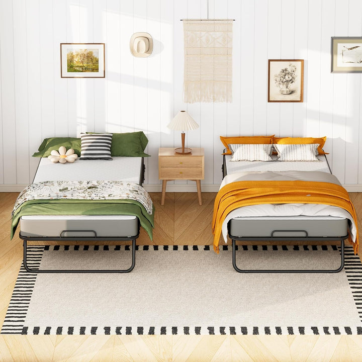Folding Bed with 5 Inch Mattress, 75” X 31” Portable Rollaway Bed with Memory Mattress, Foldable Bed with Metal Frame for Adults,Guest,Space-Saving+2