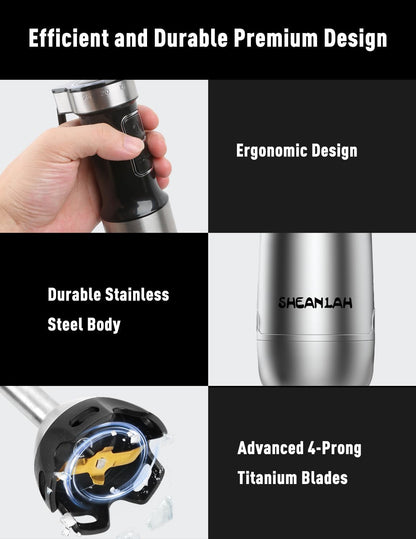 1000W Powerful Immersion Blender Handheld, 2026 New Update Hand Blender with 25-Speed, Scratch-Resistant Corded Hand Mixer with Heavy-Duty Copper Brushless Motor and Gift Box7