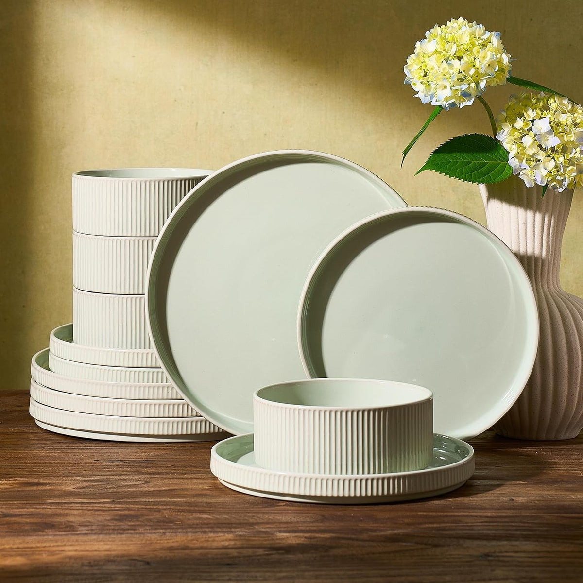ceramic-plates-and-bowls-set-dinnerware-sets-ribbed-dishes-for-4