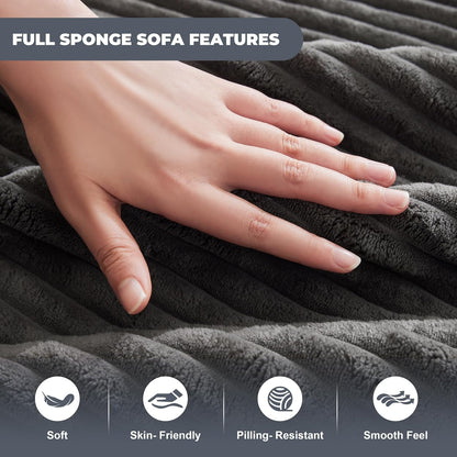 Cloud Sectional Sofa, Boneless Couch for Living Room, Dark Grey8