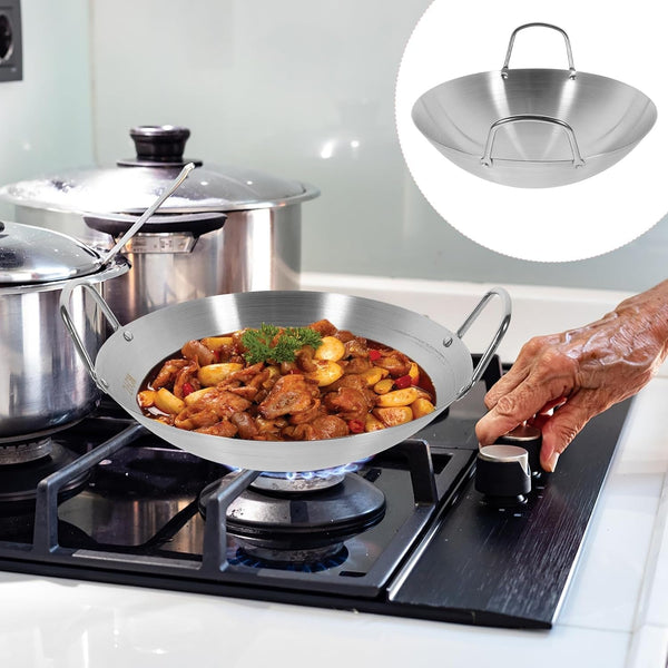 10.23 Inch Stainless Steel Wok round Bottom Frying Pan for Gas Stove Large Capacity Stir Fry Pan for Bbq Fried Potatoes Scrambled Eggs Home Kitchen Cooking4