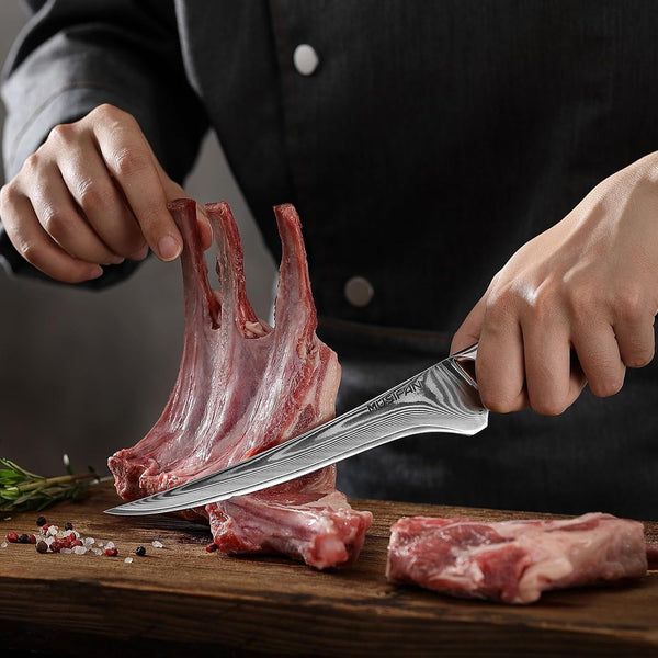 Fillet Knife 7 Inch, Precision Boning Knife for Efficient Meat Cutting and Boning， Boning Knife in High Carbon Steel2