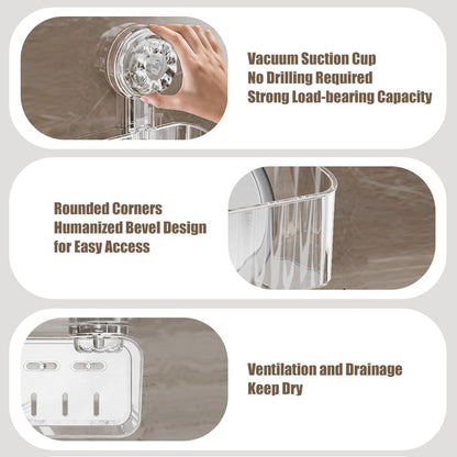 2 Pcs Shower Caddy, Clear Suction Cup Shower Shelves for Bathroom, Kitchen3