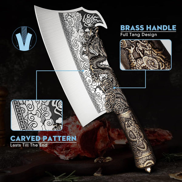 Heavey Duty Cleaver Knife - Dragon Butcher Cleaver6