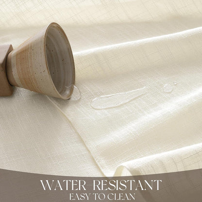 Textured Linen Rectangle Tablecloth, 60 X 84 Inch, Cream | Waterproof Stain Resistant & Wipeable Table Cloth, Farmhouse Neutral Style Table Cover for Kitchen, Dining, Party, Home Decor3