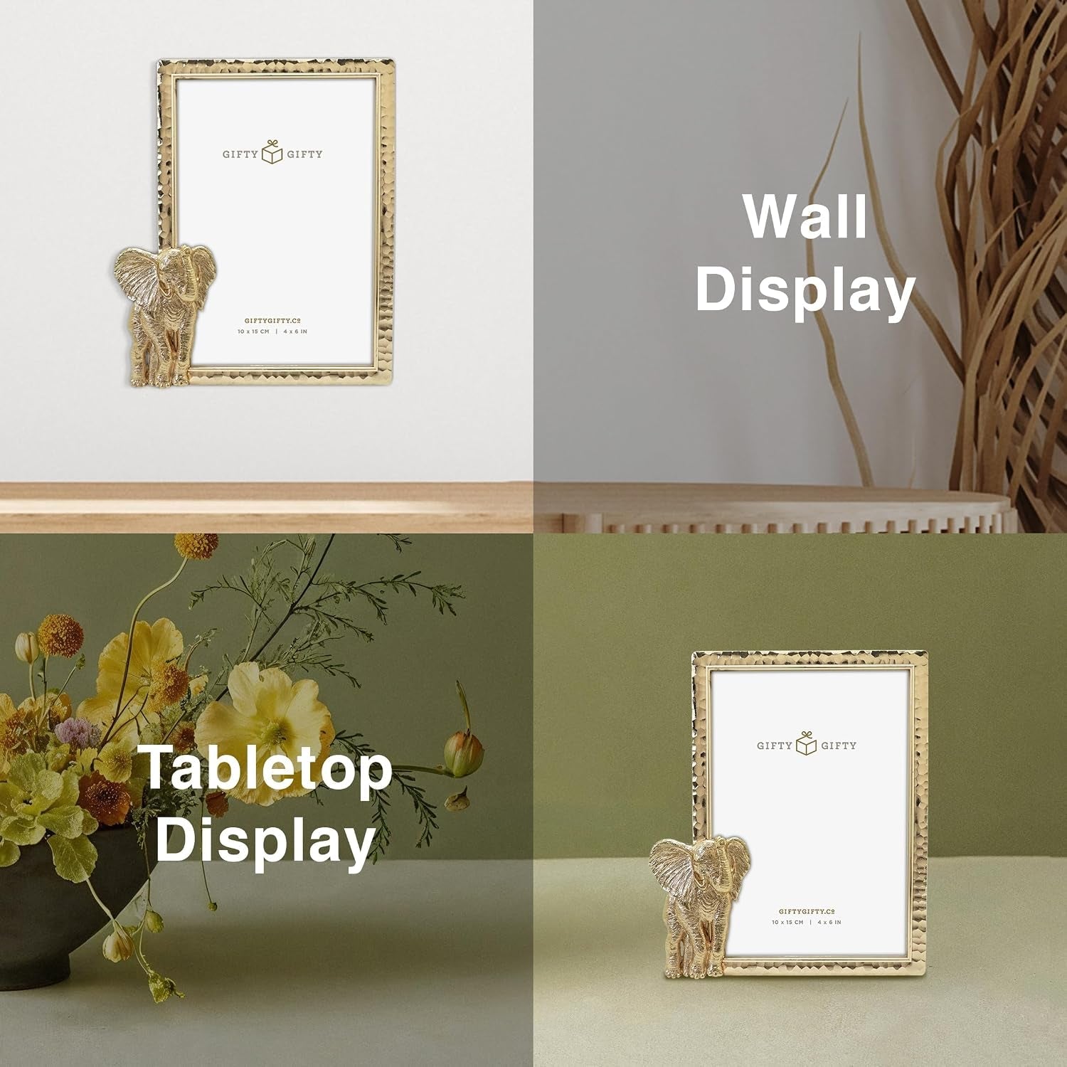 modern-elephant-gold-picture-frame-4x6-inch-for-tabletop-display-perfect-for-home-decor-wedding-vacation-graduation-milestone-photo