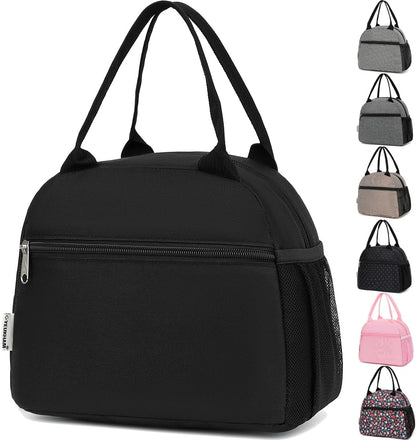 Lunch Bag Women, Lunch Box for Adult Men Kids Girls, Small Cute Lunchbox Tote Large Capacity Insulated Lunch Container Cooler for Work School Picnic Travel, Black1