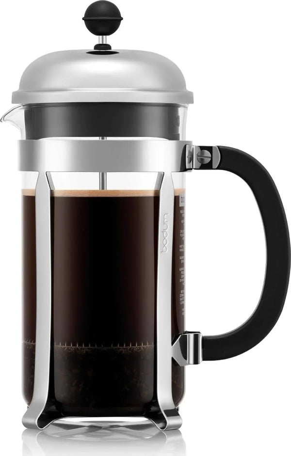 34Oz Chambord French Press Coffee Maker, High-Heat Borosilicate Glass, Polished Stainless Steel – Made in Portugal1
