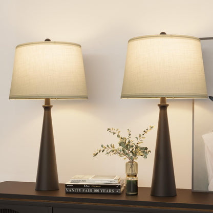 25.75" Modern Table Lamp for Bedroom Set of 2, USB C Port, Black | Metal Desk Lamp with White Linen Shade, Tall Lamps for Living Room, Nightstand, End Tables, Home Office Decor6