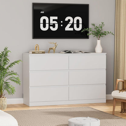 Dresser for Bedroom with 6 Drawers, 14.2" D X 47.2" W X 29.5" H, White4