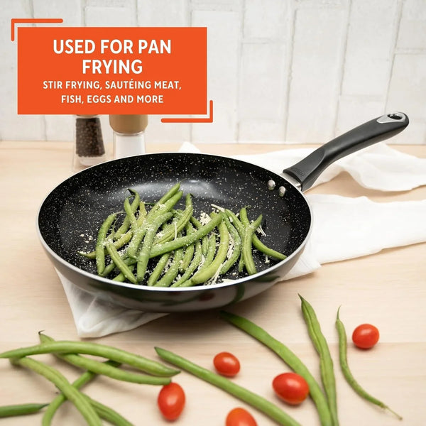 10 Inch Bistro Cera Aluminum Speckled Black Ceramic Fry Pan | Ideal for Frying and Sautéing6