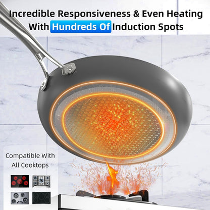 Deluxe  14PC Healthy Pots and Pan with 9H Anti-Scratch Coating, 2-Layer Non-Stick Ceramic&Pfas Free, Sensitively&Evenly Induction Cooking, Enhanced Flavor with Infrared Cookware, Dishwasher Safe5