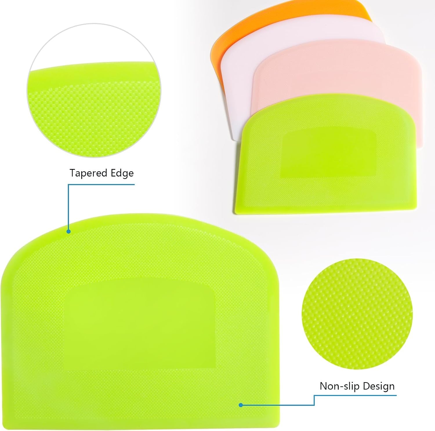 dough-scraper-bench-scraper-for-baking-4-pcs-bpa-free-pe-plastic-flexible-bowl-scraper-food-safe-plastic-dough-cutter-for-bread-cake-dough-fondant-icing-white-green-orange-pink
