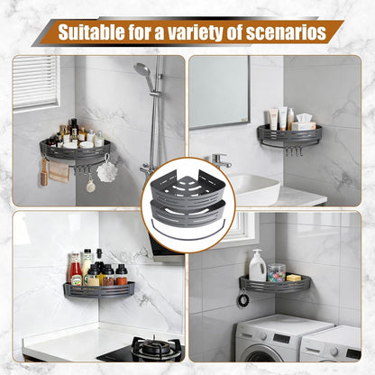 Matte Gray Corner Shower Shelf, 1-Pack Aluminum Bathroom Caddy5