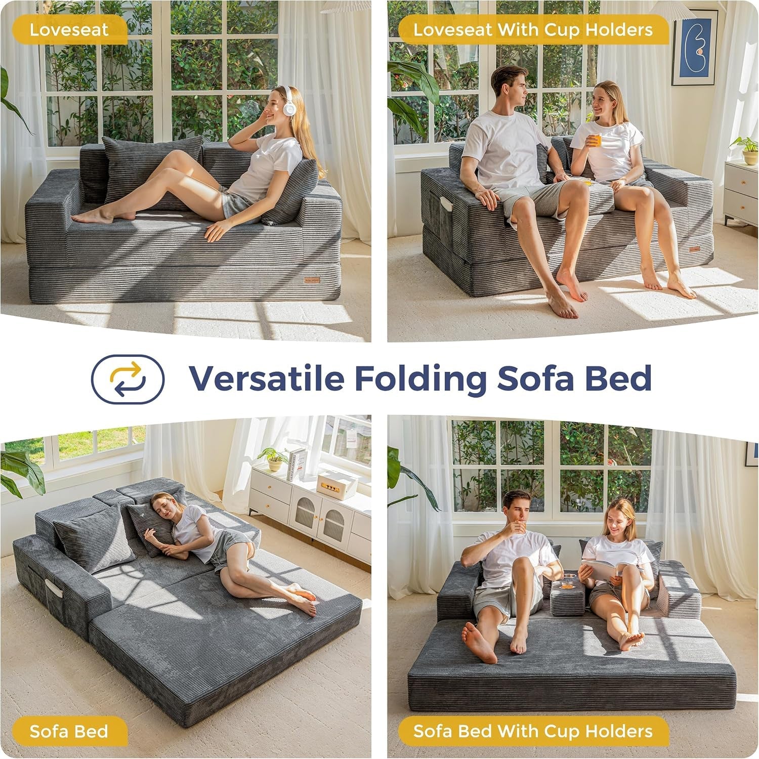 sofa-bed-64-inch-boneless-loveseat-with-2-cup-holders