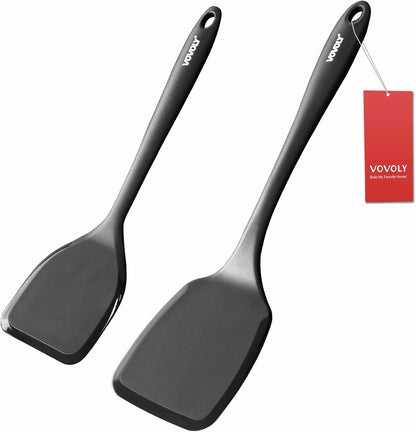 Silicone Spatula Set,600°F Heat Resistant Solid Turner, 2Pc Black1