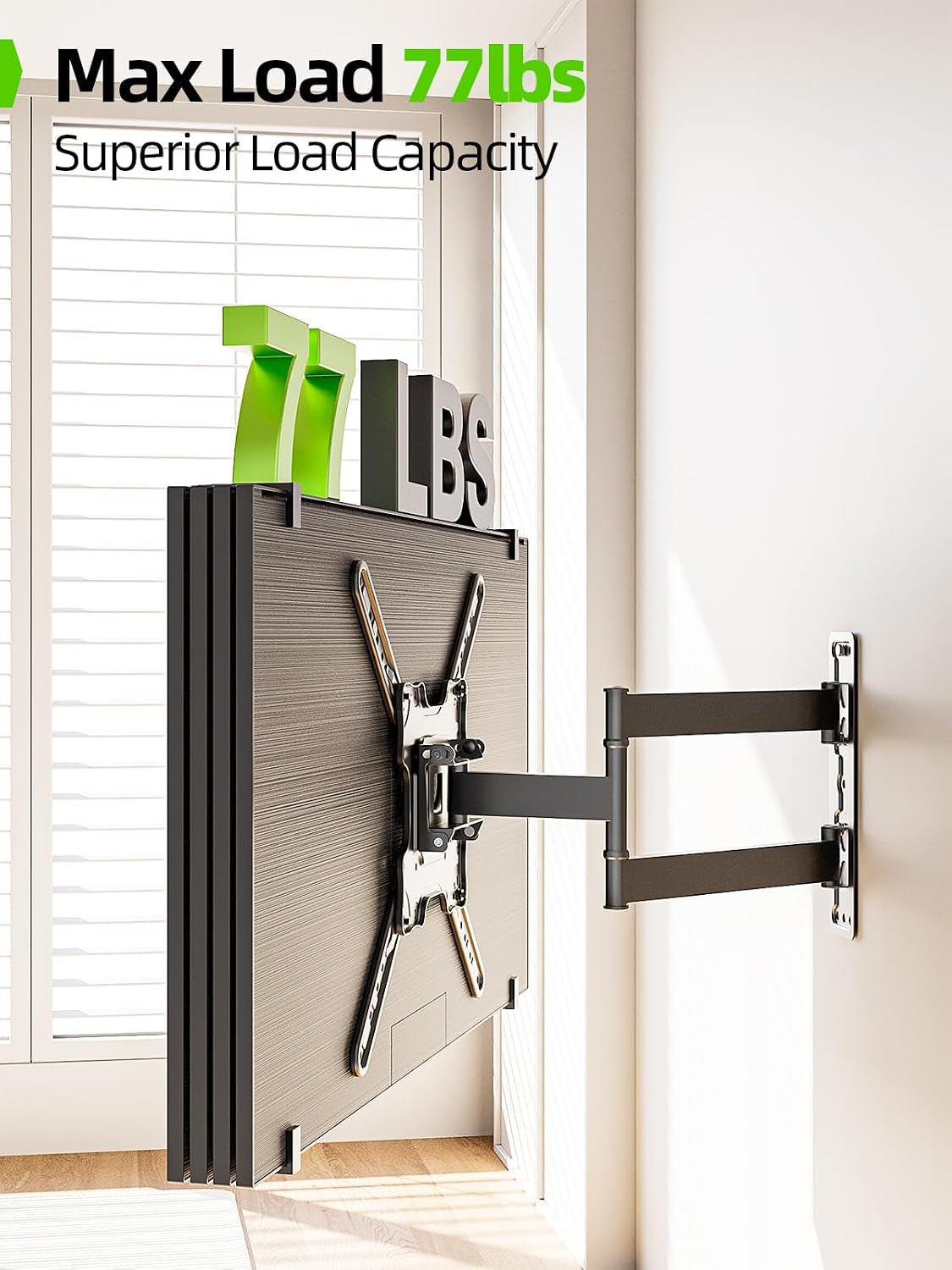 tv-wall-mount-for-most-26-60-inch-tvs-up-to-77-lbs-full-motion-wall-mount-tv-bracket-with-swivel-tilt-single-stud-design-for-corner-max-vesa-400x400mm-fit-most-32-40-42-43-50-55-60-tvs