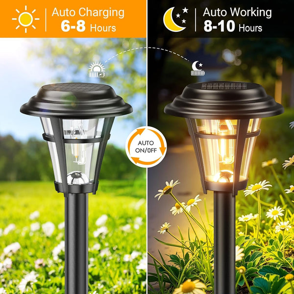 Solar Pathway Lights Outdoor, 10 Pack Solar Lights Outdoor Waterproof, Auto On/Off Solar Powered Garden Landscape Path Lights, Outdoor Solar Lights for Yard Lawn Patio Walkway Driveway5