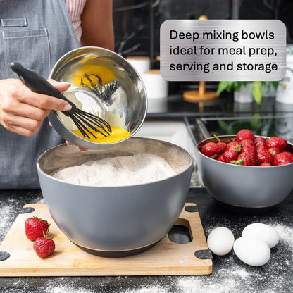 Stainless Steel Mixing Bowls Set, 3-Piece with Silicone Base3