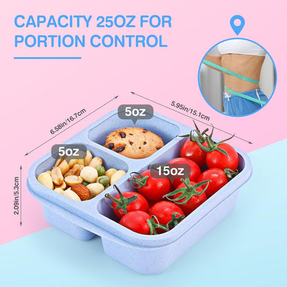 Bento Box [Portion Size], 3 Pack Snack Containers with 3 Compartments for Meal Prep & On-The-Go [School, Travel], Lunchable Container Reusable and Bpa-Free3
