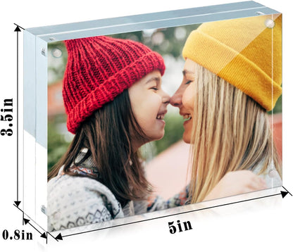 3 Pack Acrylic Frame 3.5X5, 20% Thicker, 20Mm Thick Frameless Clear Picture Frame, Double Sided Magnetic Photo Frame, Free Standing Desktop Display Stand Acrylic Picture Frames6