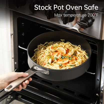 5-Piece Nonstick Pots and Pans Set, Non Toxic Induction Cookware Sets | Even Heating, Easy Clean, Dishwasher & Oven Safe, Suitable for Gas & Electric & Induction Stoves, Stainless Steel, Ceramic3