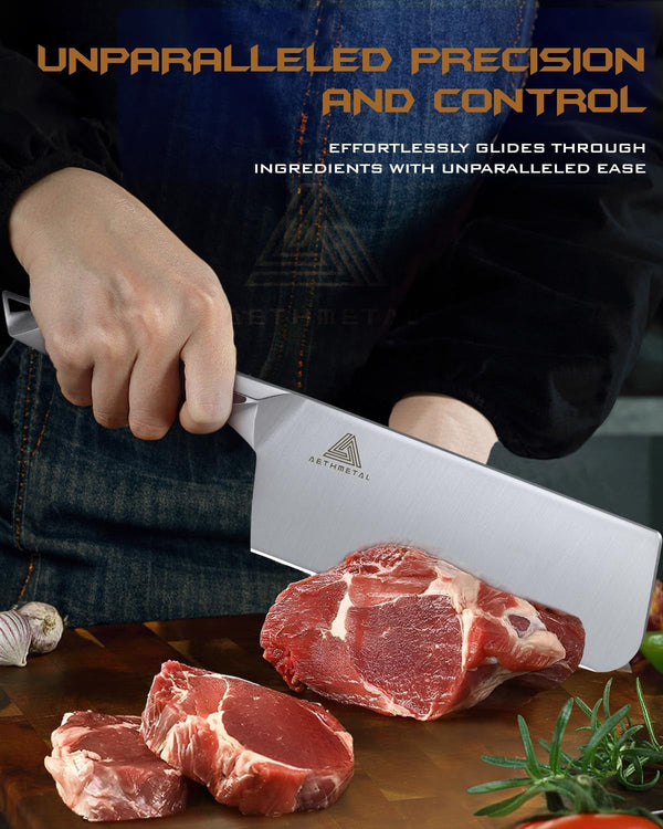 7 Inch Meat Cleaver Knife, Full Metal Stainless Steel Kitchen Knife for Cutting Meat & Vegetables, Ergonomic Handle Chinese Chef’S Butcher Knife for Home & Restaurant3