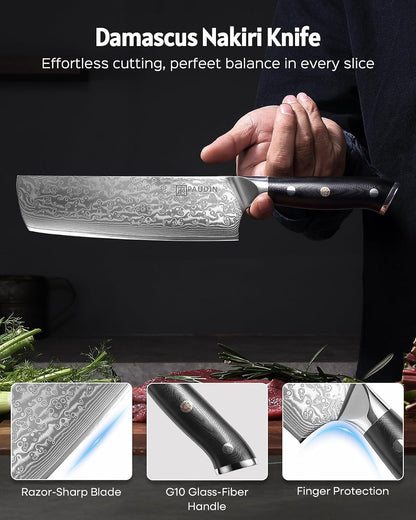 7 Inch Nakiri Knife, Ultra Sharp Damascus Kitchen Knife3
