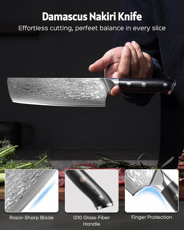 7 Inch Nakiri Knife, Ultra Sharp Damascus Kitchen Knife3