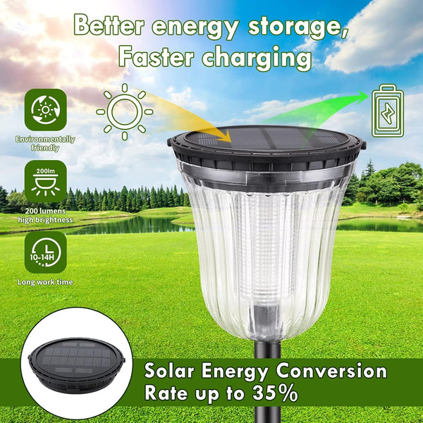 Solar Pathway Lights Outdoor - 2 Pack Outdoor Solar Lights for Yard4
