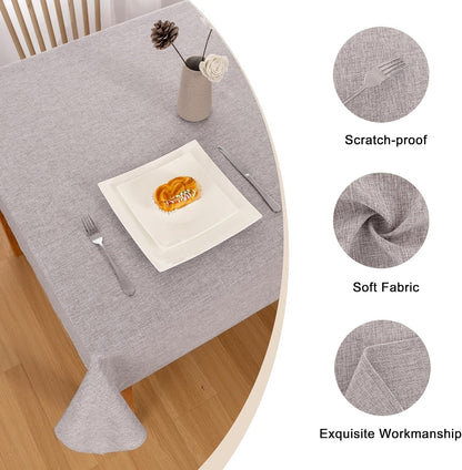 Faux Linen Square Tablecloth 70 X 70 Inch for Dining Room, Stone4