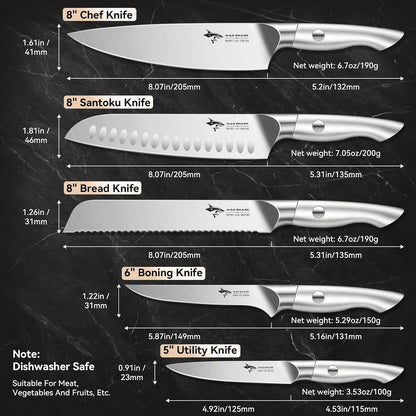 Kitchen Knife Set,5Pcs High Carbon Stainless Steel Chef Knife Set5