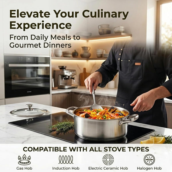 Stainless Steel Cookware Set, 16-Piece Pots and Pans Set Non Toxic, Kitchen Induction Cookware with Glass Lids, Steamer, Utensil Sets, Pot Protectors & Apron, Oven & Dishwasher Safe, Silver7