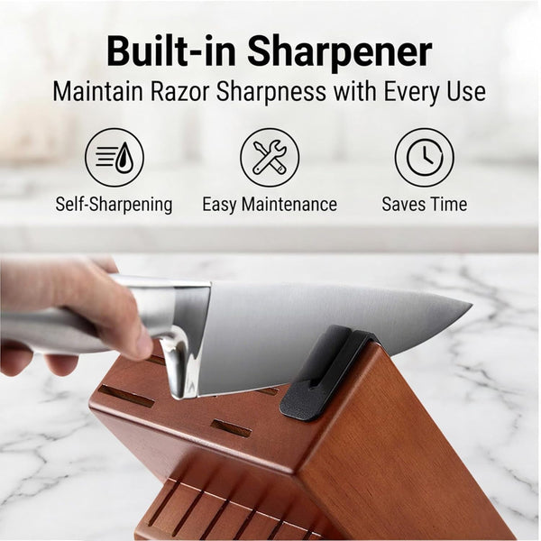 Kitchen Knife Set 15PC Knife Block Set W Built-In Sharpener3