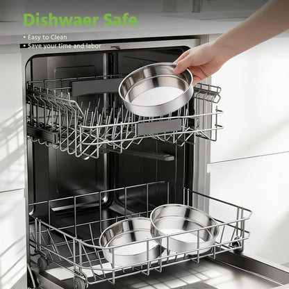 8 Inch Cake Pan Set of 3, Stainless Steel round Layer Cake Baking Pans, Non-Toxic & Healthy, Mirror Finish & Dishwasher Safe7