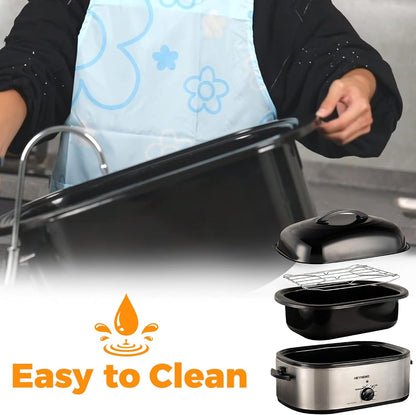 Roaster Oven 20 Quart, Electric Turkey Roaster Oven with Self-Basting Lid, Removable Pan and Rack, Full-Range Temperature, Powerful 1450W, Stainless Steel, Silver6